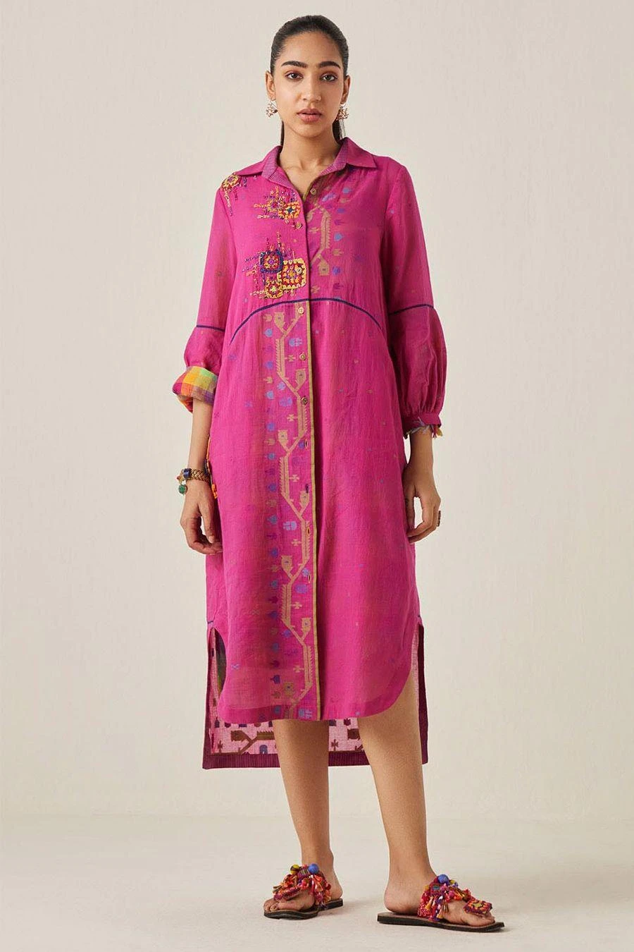 Sunira Designs Pink Gulzaar Shirt Dress 2 Sunira Designs Pink Gulzaar Shirt Dress - Image 2