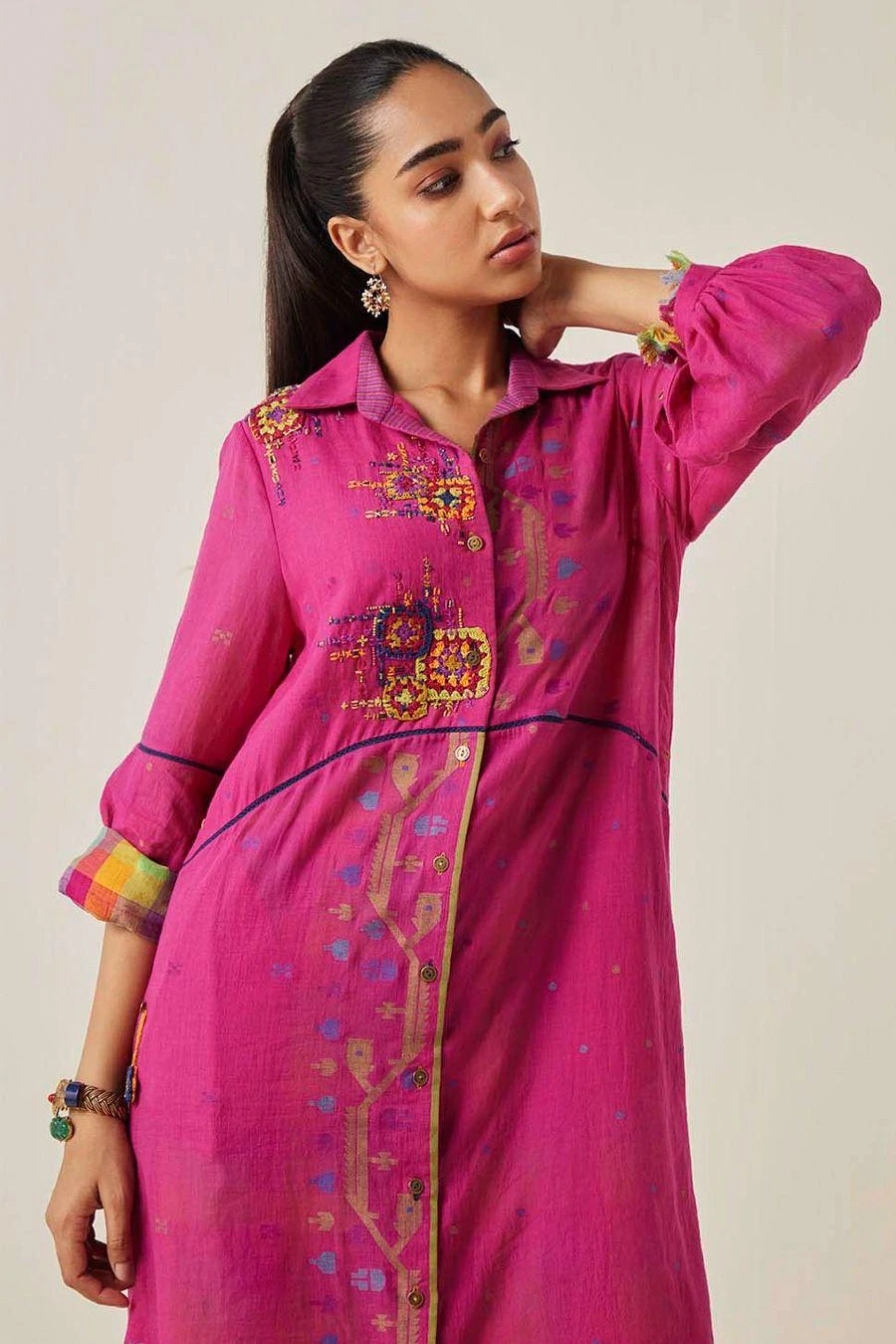 Sunira Designs Pink Gulzaar Shirt Dress 5 Sunira Designs Pink Gulzaar Shirt Dress - Image 5