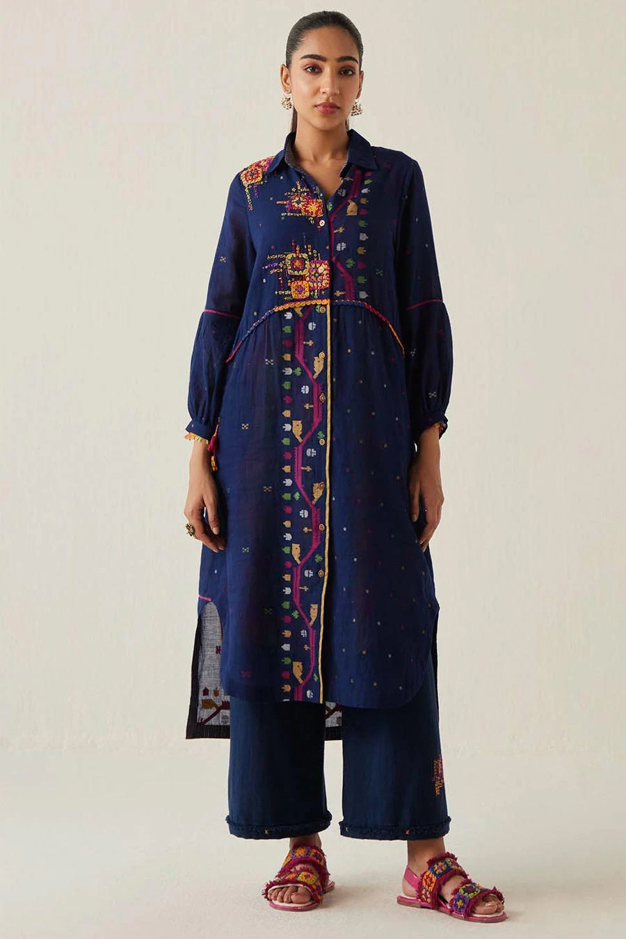 Sunira Designs Blue Gulzaar Shirt Dress 2 Sunira Designs Blue Gulzaar Shirt Dress - Image 2