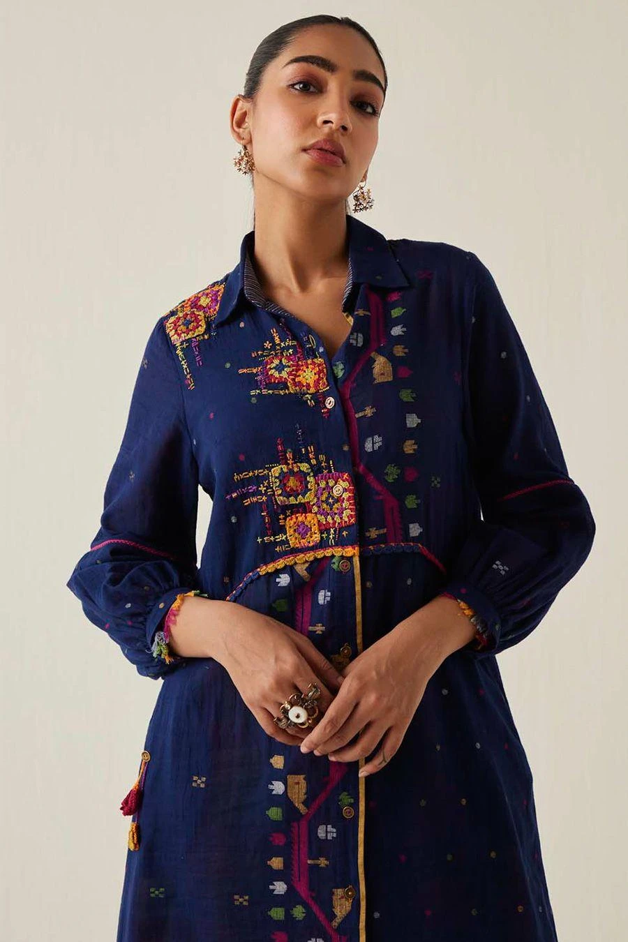 Sunira Designs Blue Gulzaar Shirt Dress 4 Sunira Designs Blue Gulzaar Shirt Dress - Image 4