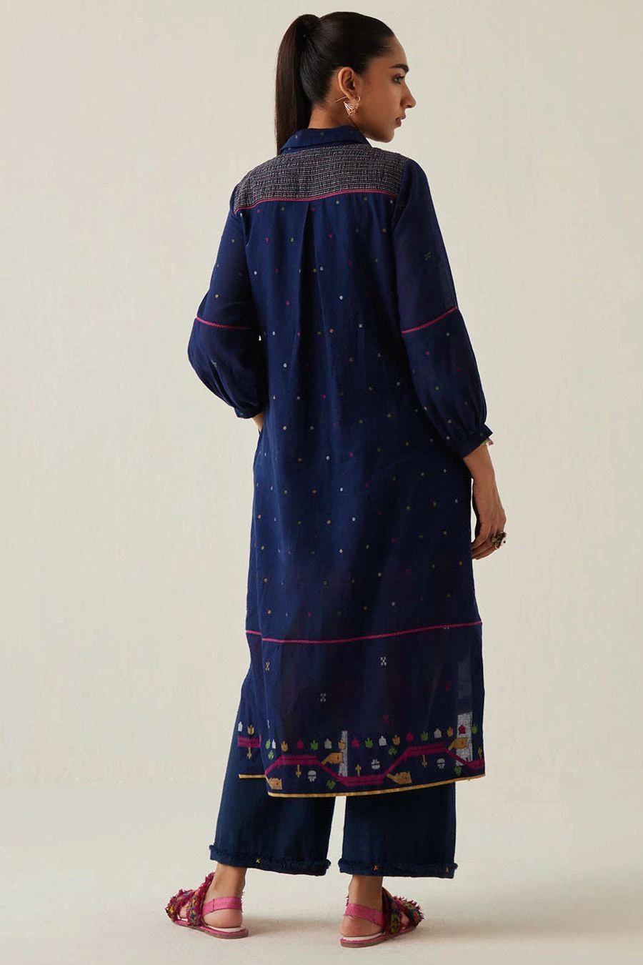 Sunira Designs Blue Gulzaar Shirt Dress 6 Sunira Designs Blue Gulzaar Shirt Dress - Image 6