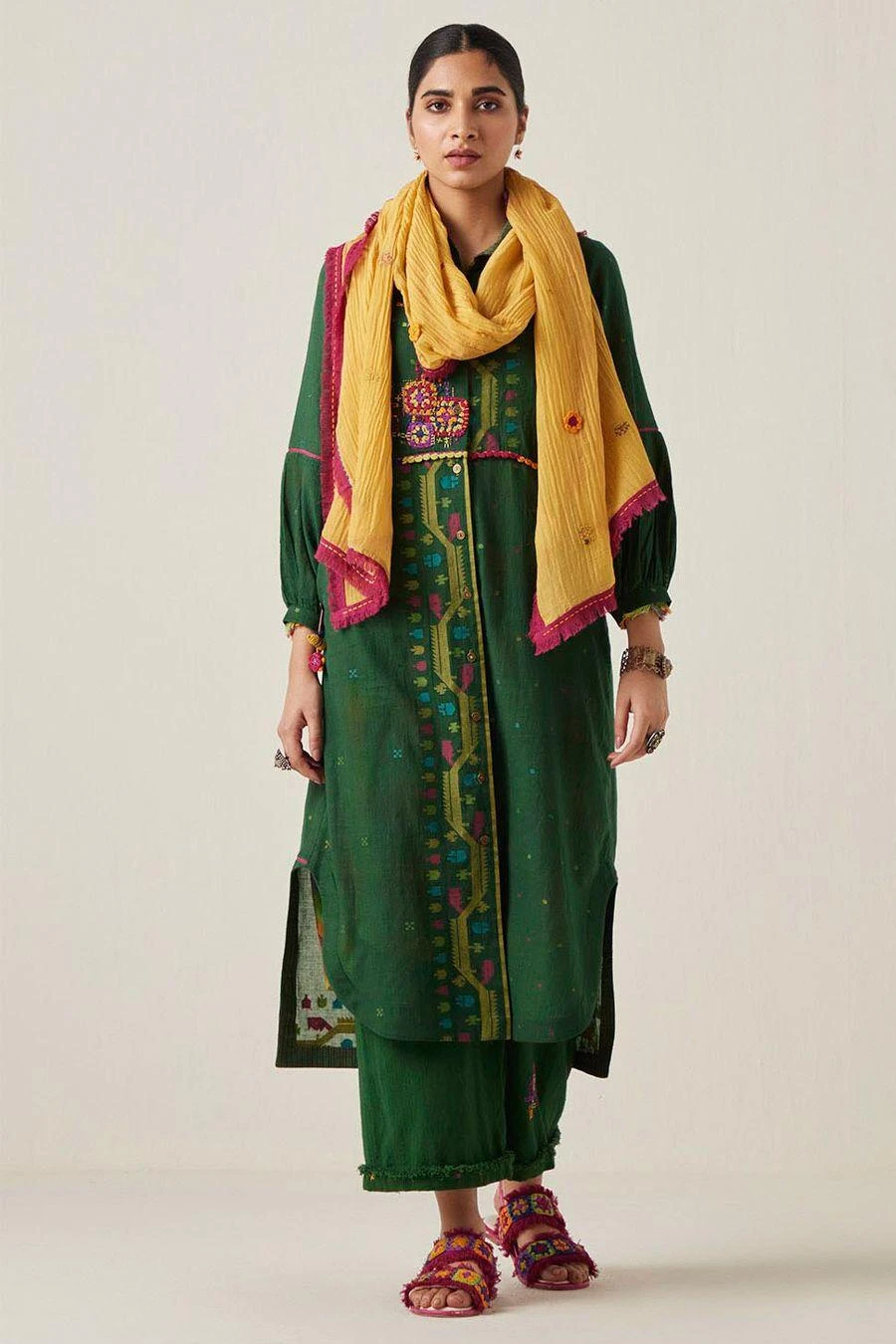 Sunira Designs Green Gulzaar Shirt Dress 1 Sunira Designs Green Gulzaar Shirt Dress