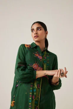 Sunira Designs Green Gulzaar Shirt Dress 9 Sunira Designs Green Gulzaar Shirt Dress -Inca Clothing Shop 2222323sg15 4
