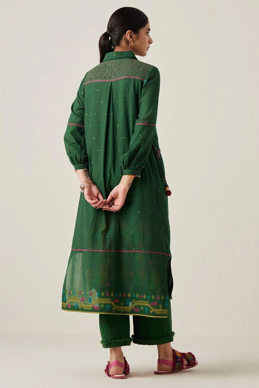 Sunira Designs Green Gulzaar Shirt Dress 6 Sunira Designs Green Gulzaar Shirt Dress - Image 6
