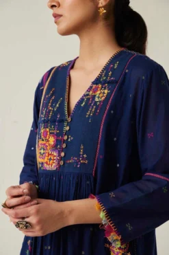 Sunira Designs Blue Gulzaar A-line Dress -Inca Clothing Shop 2222323sg6 5