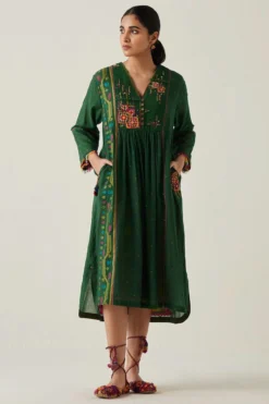 Sunira Designs Green Gulzaar A-line Dress
