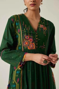 Sunira Designs Green Gulzaar A-line Dress -Inca Clothing Shop 2222323sg7 5