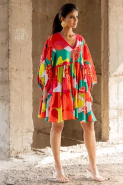 Pooja Keyur Colour Burst Pleated Dress 7 Pooja Keyur Colour Burst Pleated Dress -Inca Clothing Shop 222pok5 3