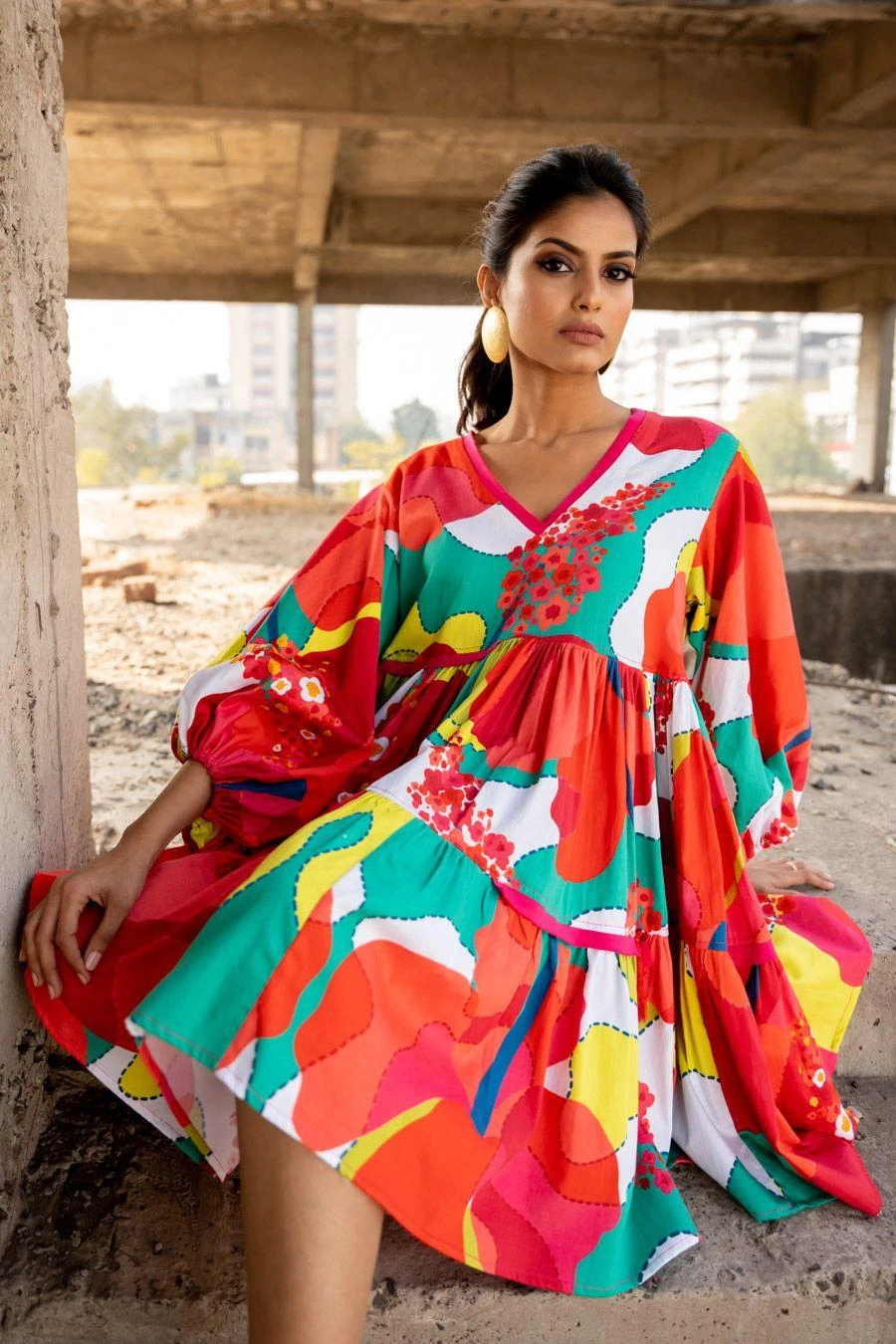 Pooja Keyur Colour Burst Pleated Dress 4 Pooja Keyur Colour Burst Pleated Dress - Image 4