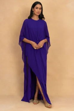 Stephany Purple Front Knot Kaftan Dress