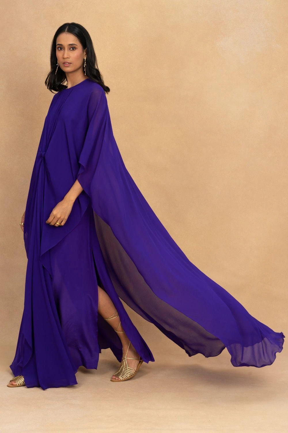 Stephany Purple Front Knot Kaftan Dress 2 Stephany Purple Front Knot Kaftan Dress - Image 2
