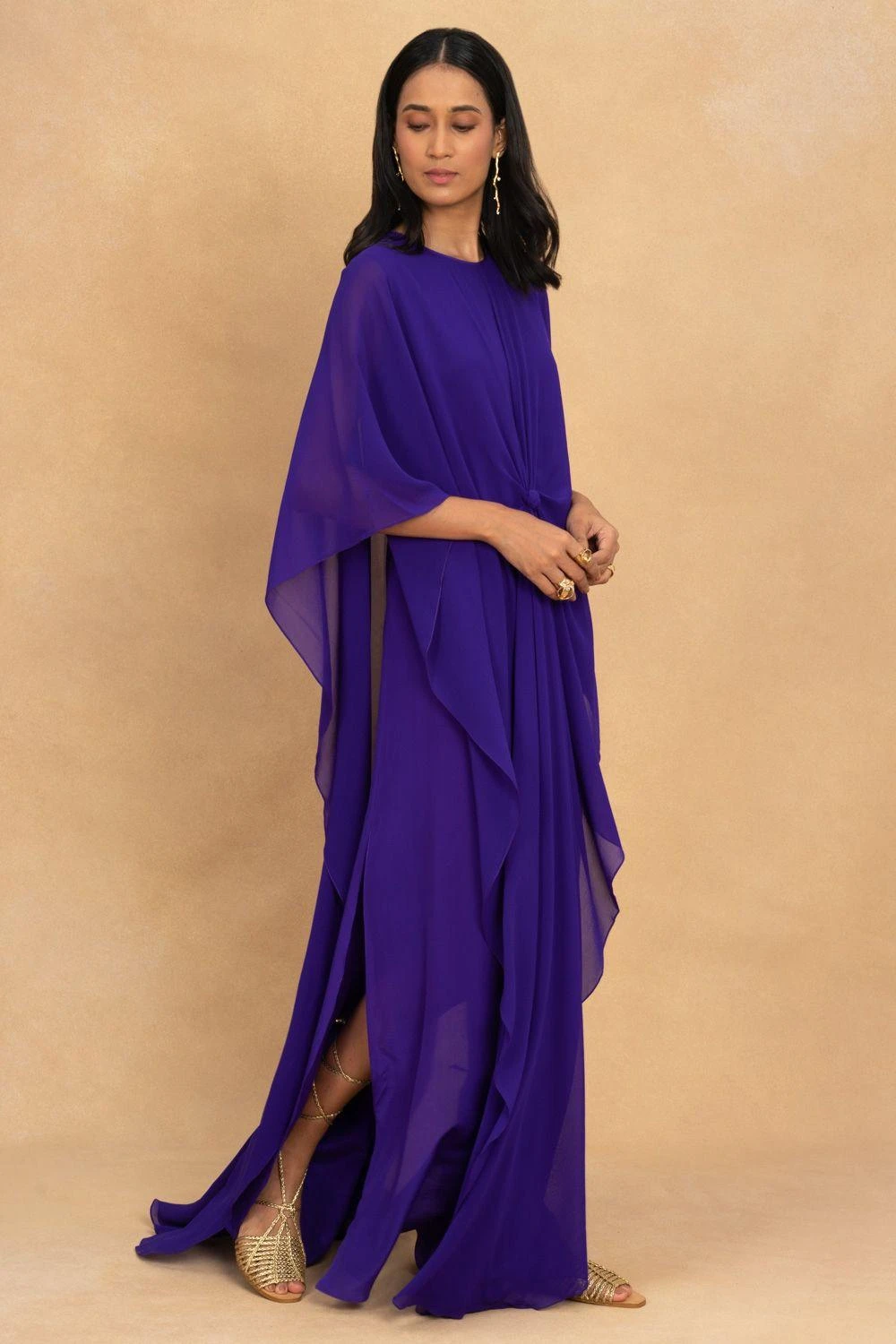 Stephany Purple Front Knot Kaftan Dress 3 Stephany Purple Front Knot Kaftan Dress - Image 3