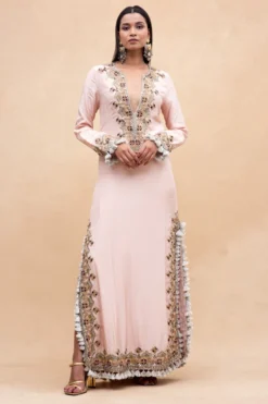 Payal Singhal Rose Pink Embroidered Dress With Tassels