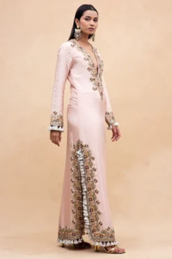 Payal Singhal Rose Pink Embroidered Dress With Tassels -Inca Clothing Shop 232pys8 3
