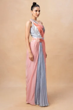 Amit Aggarwal Blush & Grey Draped Dress -Inca Clothing Shop 23623aa4 3