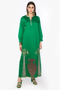 Heirloom By Rara Avis Green Palm Column Dress