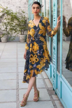 Varun Bahl Pret Azalea Grey Wrap Dress -Inca Clothing Shop 24723vb5 3