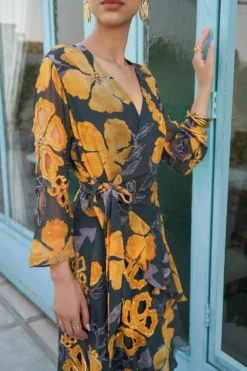 Varun Bahl Pret Azalea Grey Wrap Dress -Inca Clothing Shop 24723vb5 4