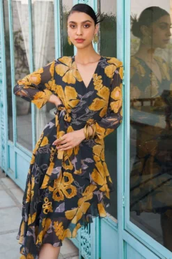 Varun Bahl Pret Azalea Grey Wrap Dress -Inca Clothing Shop 24723vb5 5