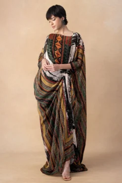 Nikita Mhaisalkar Black Abstract Printed Kaftan Dress