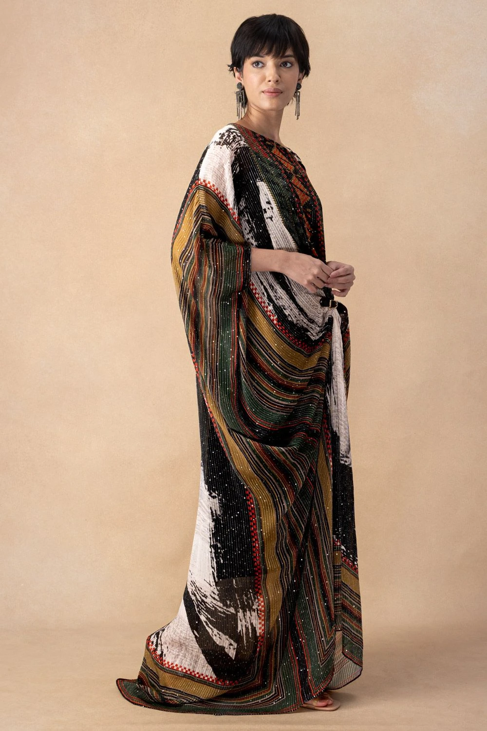 Nikita Mhaisalkar Black Abstract Printed Kaftan Dress 2 Nikita Mhaisalkar Black Abstract Printed Kaftan Dress - Image 2
