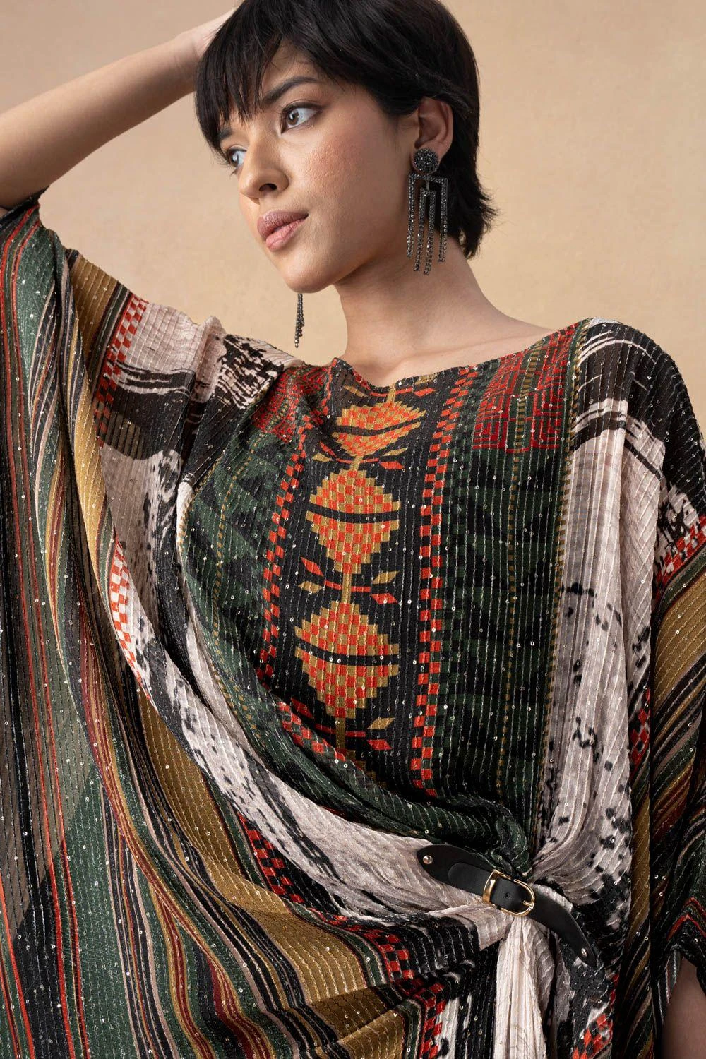 Nikita Mhaisalkar Black Abstract Printed Kaftan Dress 4 Nikita Mhaisalkar Black Abstract Printed Kaftan Dress - Image 4