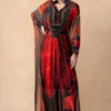 Nikita Mhaisalkar Red & Black Abstract Printed Maxi Dress
