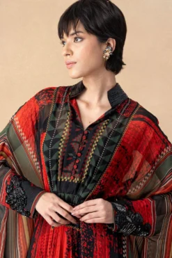 Nikita Mhaisalkar Red & Black Abstract Printed Maxi Dress -Inca Clothing Shop 251023nm8 4