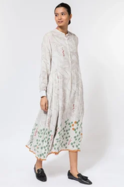 Injiri White Printed Cotton Dress -Inca Clothing Shop 252inj13 3