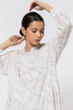 Injiri White Printed Cotton Dress -Inca Clothing Shop 252inj13 4