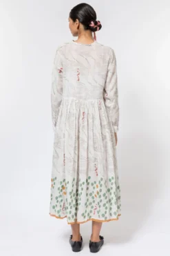 Injiri White Printed Cotton Dress -Inca Clothing Shop 252inj13 5