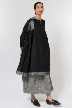 Injiri Black Linen Flared Dress 7 Injiri Black Linen Flared Dress -Inca Clothing Shop 252inj17 3
