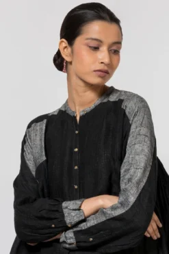 Injiri Black Linen Flared Dress 8 Injiri Black Linen Flared Dress -Inca Clothing Shop 252inj17 4