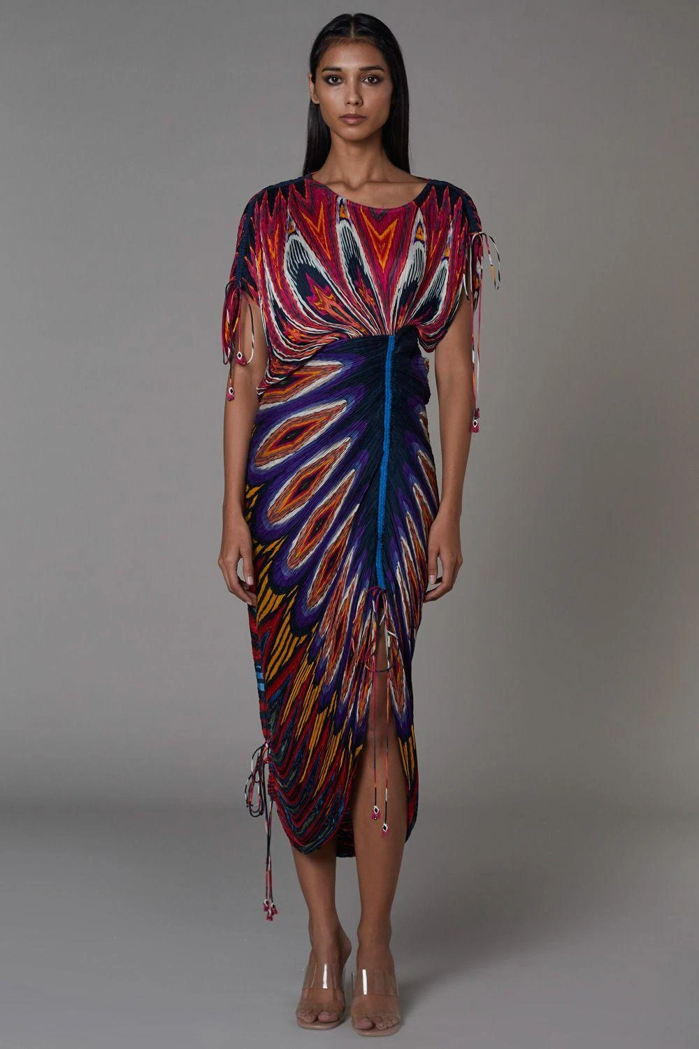 Saaksha & Kinni Hand Micro-pleated Double Shoulder Sari Dress 1 Saaksha & Kinni Hand Micro-pleated Double Shoulder Sari Dress