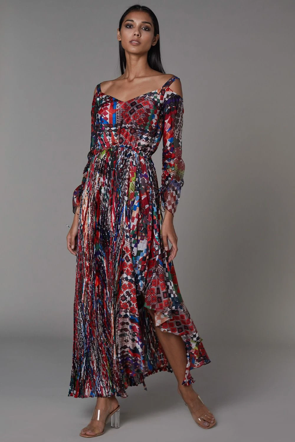 Saaksha & Kinni Abtract Printed Dress With Customisable Slit 1 Saaksha & Kinni Abtract Printed Dress With Customisable Slit