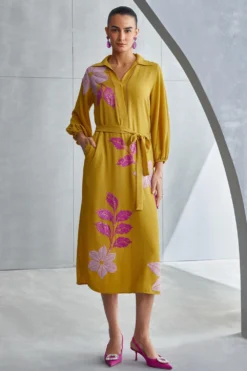 Namrata Joshipura Ochre Floral Embellished Dress