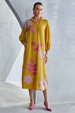 Namrata Joshipura Ochre Floral Embellished Dress 7 Namrata Joshipura Ochre Floral Embellished Dress -Inca Clothing Shop 25723nj9 3 1