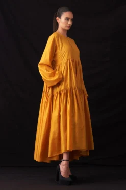 Amrich Ari Yellow Handwoven Tiered Dress -Inca Clothing Shop 25923aml11 3