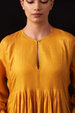 Amrich Ari Yellow Handwoven Tiered Dress -Inca Clothing Shop 25923aml11 4