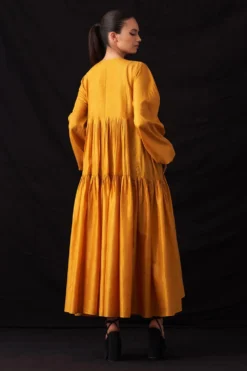 Amrich Ari Yellow Handwoven Tiered Dress -Inca Clothing Shop 25923aml11 5