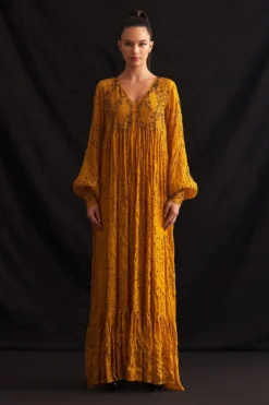 Amrich Suf Hand Embellished Maxi Dress In Yellow