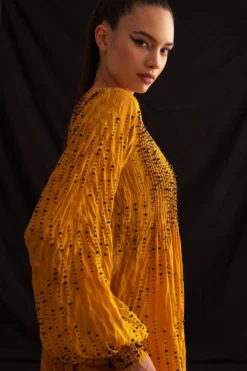 Amrich Suf Hand Embellished Maxi Dress In Yellow -Inca Clothing Shop 25923aml22 4