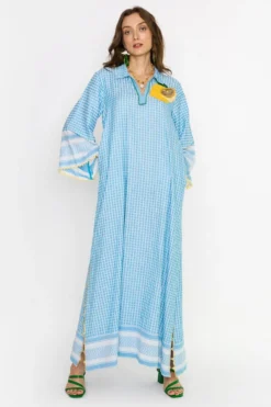 Rara Avis Ocean Blue Aari Embroidered Dress