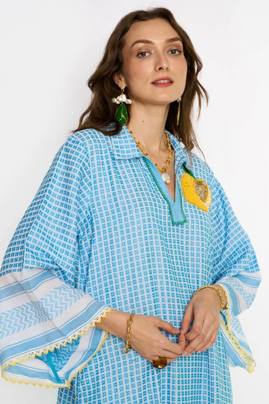 Rara Avis Ocean Blue Aari Embroidered Dress 4 Rara Avis Ocean Blue Aari Embroidered Dress - Image 4