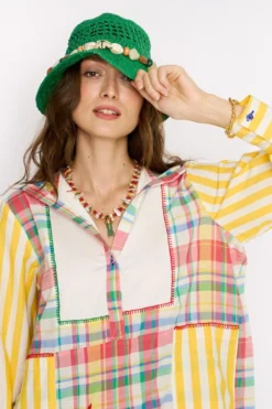 Rara Avis Yellow Checkered Dress With A Hood -Inca Clothing Shop 25ra9 3
