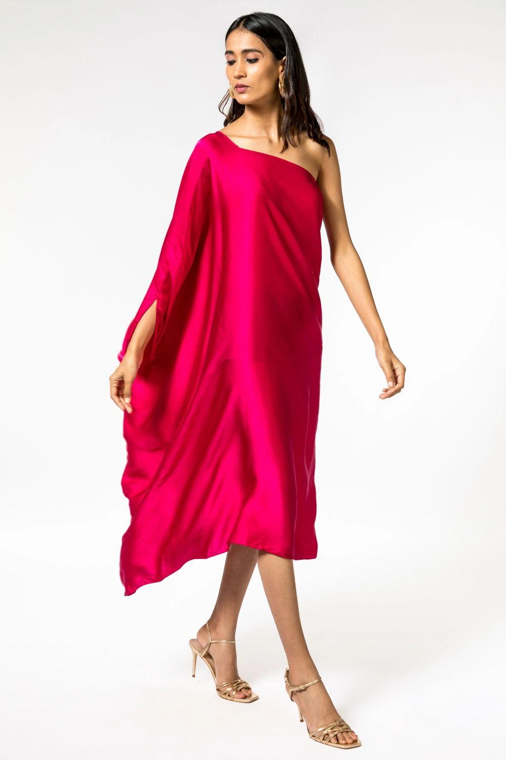 Stephany Fuschia One Shoulder Dress 3 Stephany Fuschia One Shoulder Dress - Image 3