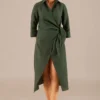 AMPM Isla Evergreen Linen Dress