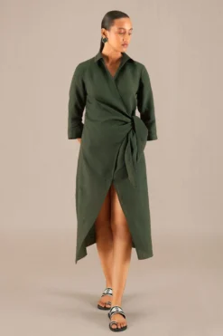 AMPM Isla Evergreen Linen Dress