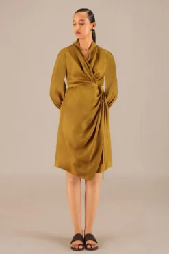 AMPM Neesa Camel Brown Silk Dress