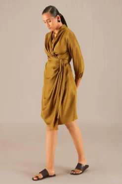 AMPM Neesa Camel Brown Silk Dress 7 AMPM Neesa Camel Brown Silk Dress -Inca Clothing Shop 261223ampm4 3